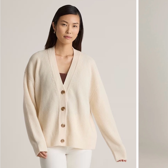 Quince Mongolian cashmere fisherman boxy cardigan sweater - Picture 2 of 8